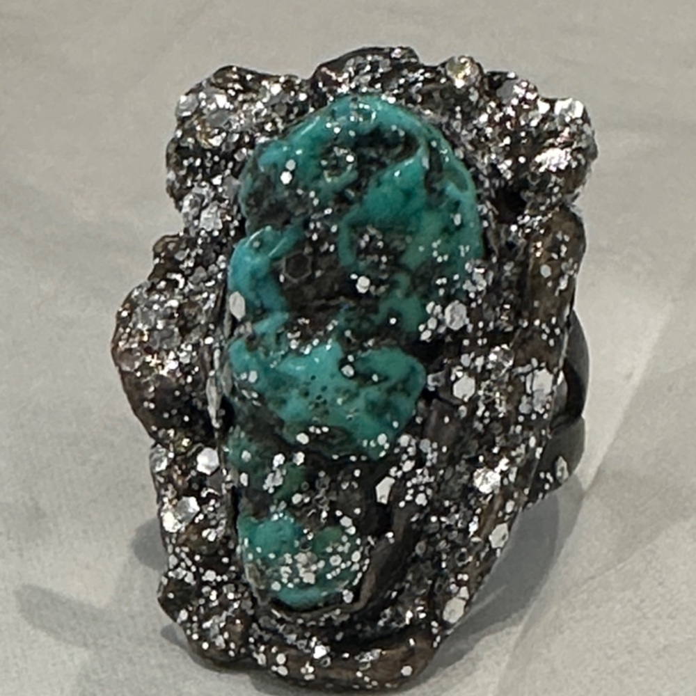 Turquoise and Silver Statement Ring - Women Jewelry- wear and tear